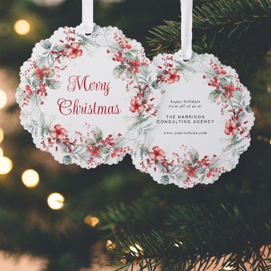 Zakelijke kerstkrans Waterverf vakantie Ornament Kaart
