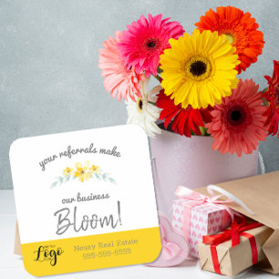 zakelijke kerstmarketing cadeau business bloom vierkante sticker