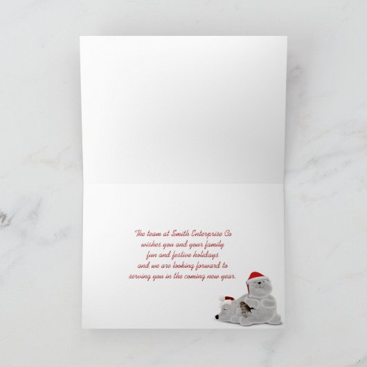 Zakelijke Kerstmis Dank U met sneeuwpop Bedankkaart (Binnen)