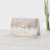 Zakelijke Kerstmis Dank U met sneeuwpop Bedankkaart (Voorkant)