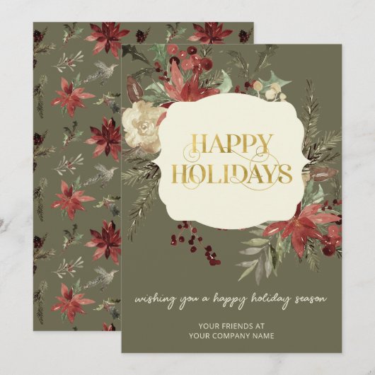 Zakelijke kerstmis feestdagenkaart (Voorkant / Achterkant)