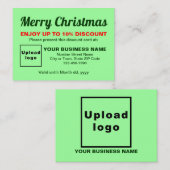 Zakelijke Kerstmis Licht Groene Korting Kaart (Voorkant / Achterkant)