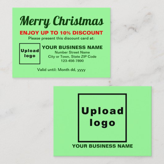 Zakelijke Kerstmis Licht Groene Korting Kaart (Voorkant / Achterkant)