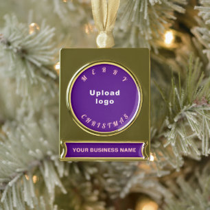 Zakelijke kerstPaars Verguld Banner Ornament