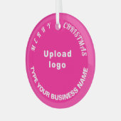 Zakelijke kerstroze cirkel glazen versiering glas ornament (Voorkant links)