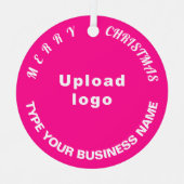 Zakelijke kerstroze cirkel metaalversiering metalen ornament (Voorkant)