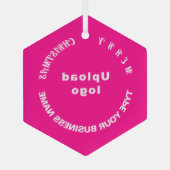 Zakelijke kerstroze glazen hexagon-versiering glas ornament (Achterkant)