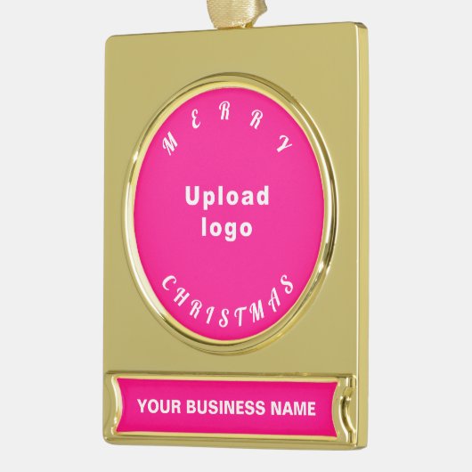 Zakelijke kerstroze op verguld banner ornament (Links)