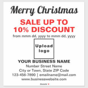 Zakelijke Kerstsale op Witte Vinyl Sticker