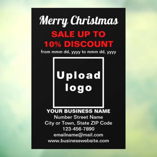 Zakelijke Kerstsale op Zwarte Raamfolie Raamsticker (Vel 3)