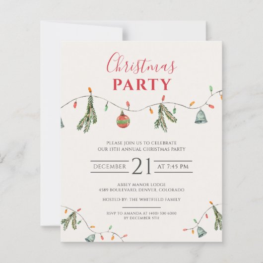 Zakelijke kerstvakantie feestuitnodiging (Voorkant)