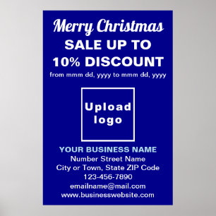 Zakelijke kerstverkoop op blauw Poster