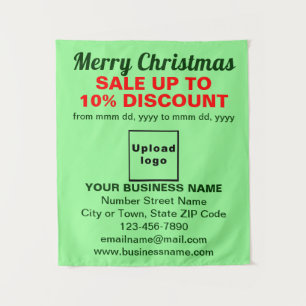 Zakelijke kerstverkoop op licht groen tapijt wandkleed