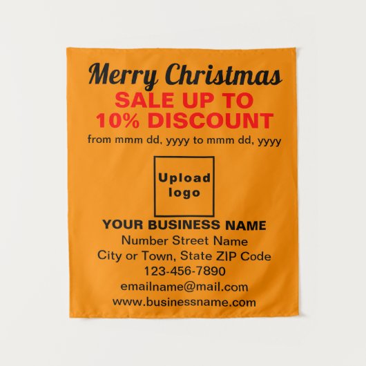 Zakelijke kerstverkoop op Oranje kleur Tapestry Wandkleed (Voorkant)