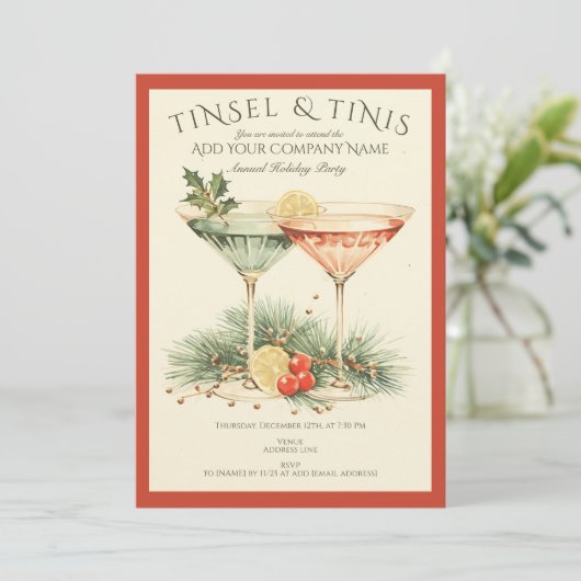 Zakelijke Kerstverlichting Kantoor Vakantie Cockta Kaart (Staand voorkant)