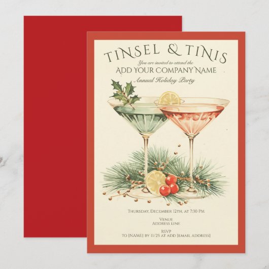 Zakelijke Kerstverlichting Kantoor Vakantie Cockta Kaart (Voorkant / Achterkant)