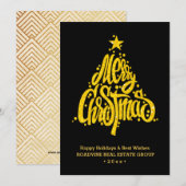 Zakelijke klanten met een groet, elegant Gold Scri Feestdagenkaart (Voorkant / Achterkant)