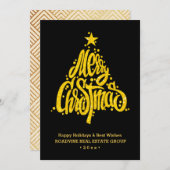 Zakelijke klanten met een groet, elegant Gold Scri Feestdagenkaart (Voorkant / Achterkant)
