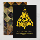 Zakelijke klanten met een groet, elegant Gold Scri Feestdagenkaart (Voorkant / Achterkant)