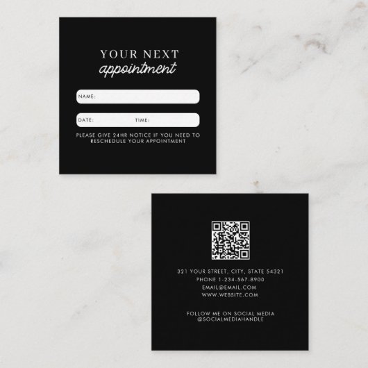 Zakelijke klantenkaart QR-code Eenvoudig Vierkante Visitekaartje (Voorkant / Achterkant)