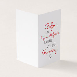 Zakelijke koffie verwijzingen blijven lopen dank u kaart