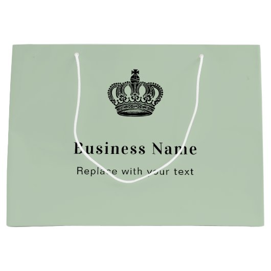 Zakelijke koninklijke kroon salie groene papieren  groot cadeauzakje (Voorkant)