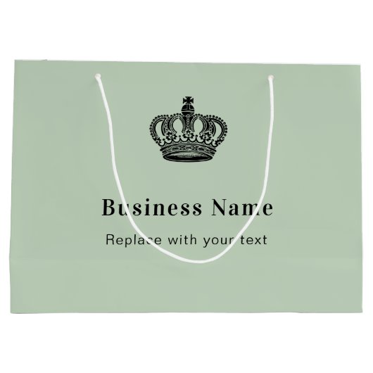 Zakelijke koninklijke kroon salie groene papieren  groot cadeauzakje (Achterkant)