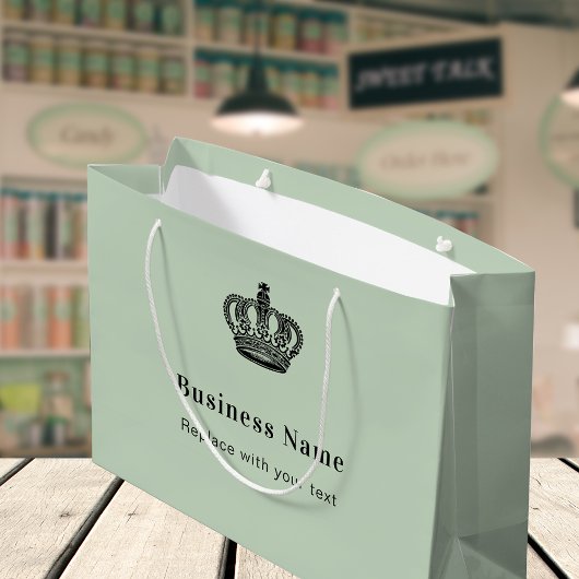 Zakelijke koninklijke kroon saliegroene papieren b groot cadeauzakje