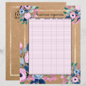 Zakelijke kosten voor roze Floral Gold Kraft Paper (Voorkant / Achterkant)