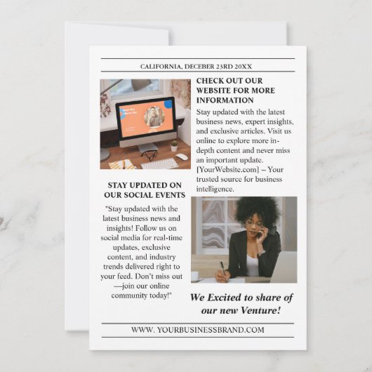 Zakelijke krant Sjabloon, krant Kaart (Achterkant)