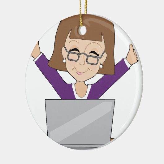 Zakelijke laptop keramisch ornament (Links)