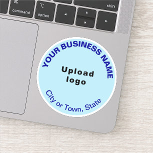 Zakelijke locatie op lichtblauwe ronde vinyl sticker