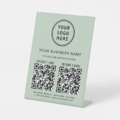 Zakelijke Logo 2 QR-codes Groen Reclamebord Met Voetstuk (Voorkant)