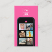 Zakelijke Logo 7 Fotogrid Social Media QR Code Visitekaartje (Voorkant)