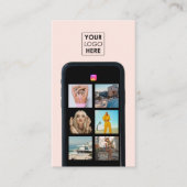 Zakelijke Logo 7 Fotogrid Social Media QR Code Visitekaartje (Voorkant)