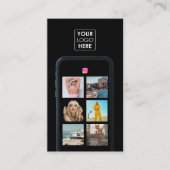 Zakelijke Logo 7 Fotogrid Social Media QR Code Visitekaartje (Voorkant)