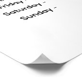 Zakelijke Logo | Aangepaste openingstijden weergev Poster (Hoek)