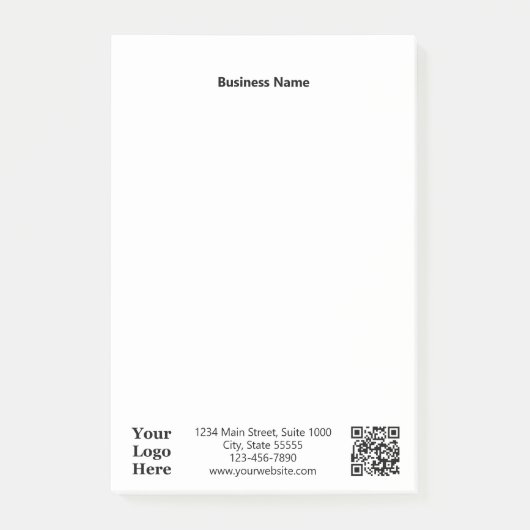 Zakelijke Logo Adres Telefoon Website QR Code Post-it® Notes (Voorkant)
