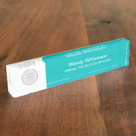 Zakelijke Logo Aqua Turquoise Desk Naambordje