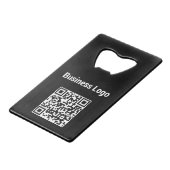 Zakelijke Logo Bedrijf Promotionele QR Code Zwart Creditkaart Flessenopener (Voorkant Gekanteld)