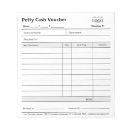 Zakelijke Logo Bedrijfskosten Petty Cash Voucher Notitieblok