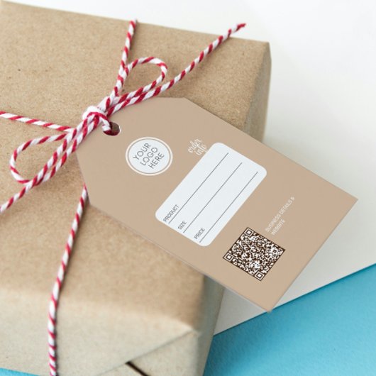 Zakelijke Logo bewerkbare QR Code Hang Prijs Label Cadeaulabel