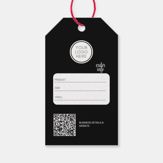 Zakelijke Logo bewerkbare QR Code Zwart Prijs Labe Cadeaulabel (Voorkant)
