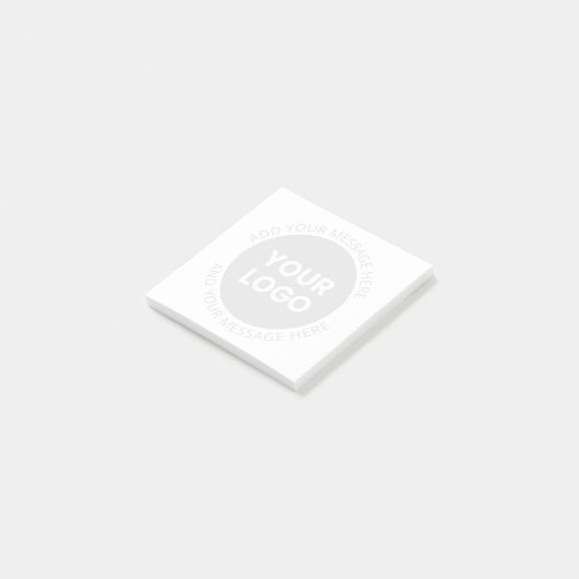 Zakelijke Logo & bewerkbare tekst Wit & Grijs Post-it® Notes (Schuin)