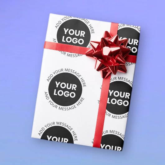 Zakelijke Logo & bewerkbare tekst Wit & Zwart Cadeaupapier