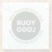 Zakelijke Logo & bewerkbare tekst Wit & Zwart Glazen Onderzetter (Achterkant)