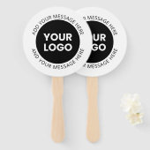 Zakelijke Logo & bewerkbare tekst Wit & Zwart Handwaaier (Voorkant en achterkant)