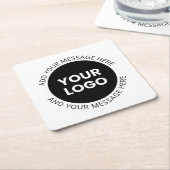 Zakelijke Logo & bewerkbare tekst Wit & Zwart Kartonnen Onderzetters (Schuin)