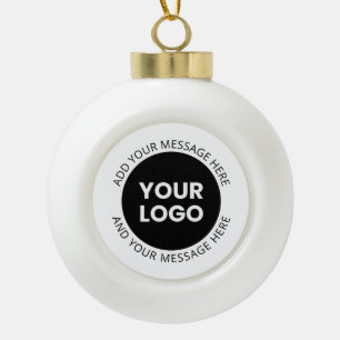 Zakelijke Logo & bewerkbare tekst Wit & Zwart Keramische Bal Ornament