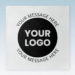 Zakelijke Logo & bewerkbare tekst Wit & Zwart Legpuzzel<br><div class="desc">Je eigen logo en tekst in een cirkel.</div>